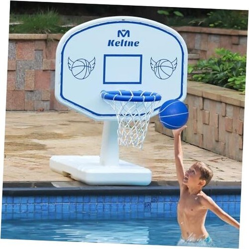 Pool Basketball Hoop, 34"x34"x42.2" Oversized Pool Toys with 2 Balls/Nets/Pump