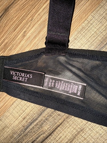 Sujetador Victoria’s Secret para mujer 36C negro encaje con aros push up correas anchas brillantes - Imagen 7 de 10