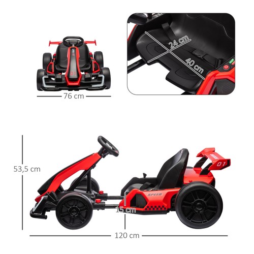 Kinder Elektro Gokart 24 V 6-12km/h Drift Kart mit Driftmodus, Langsamem Start - Bild 4 von 10