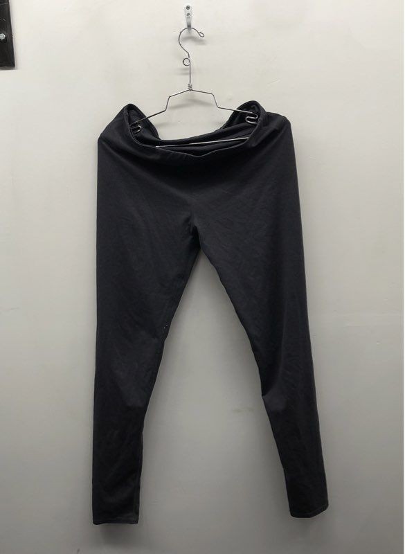 Women's Black Full Length Stretch Elastic Waist Athletic Yoga Leggings Sz 8