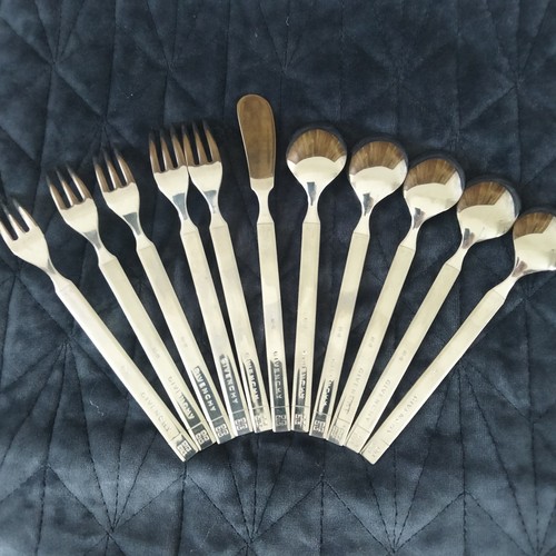 Givenchy Cutlery 11 Pc Stainless Steel Silver Teaspoons Cake Forks Coffee AS NEW - Picture 7 of 8