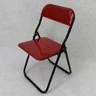 Vintage Barbie Doll Size Folding Chair Red Black Plastic 5"
