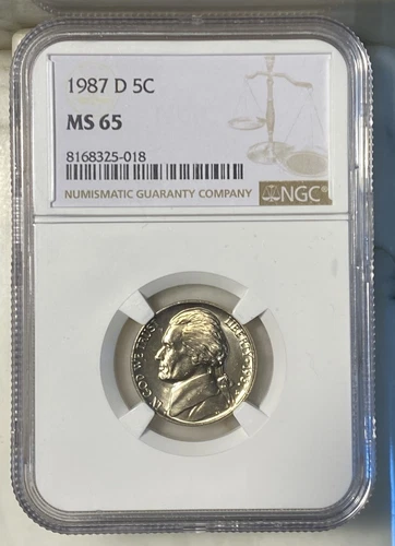 🔥 1987 D Jefferson Nickel 5c NGC MS 65 🔥