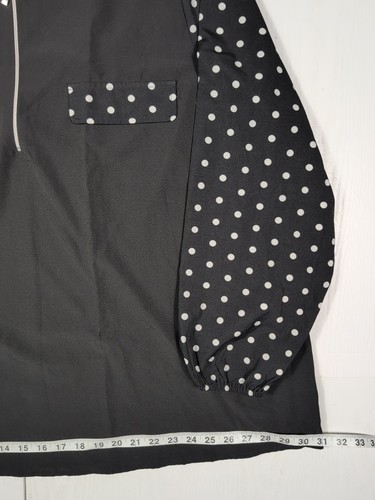 Camicetta shein donna più 3x nero bianco a pois manica lunga pullover tunica top - Foto 6 di 10