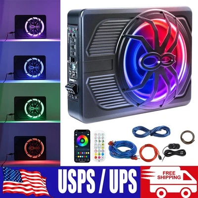 LGJ.2023 1200W Wireless 10'' Slim Under Seat Powered Car Subwoofer w/Built-in Amplifier