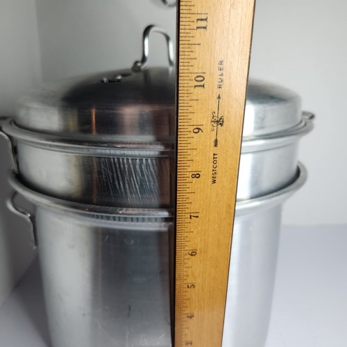 Vintage Aluminium Suppentopf Dampfgarer Einsätze & Deckel 4 Stück Set Groß Kochgeschirr 6 QT - Bild 22 von 22