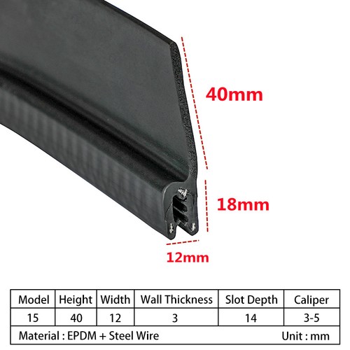 【1M】 Guarnizione Striscia Bordo in Gomma con Ali Nero Protezione Bordo Porta Auto Modanatura Trim - Foto 20 di 22