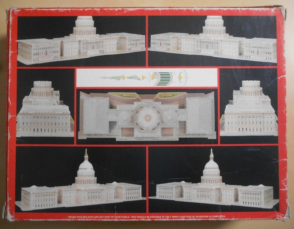 Puzz 3D US Capitol Puzzle 764 Foam Backed Pieces Hasbro