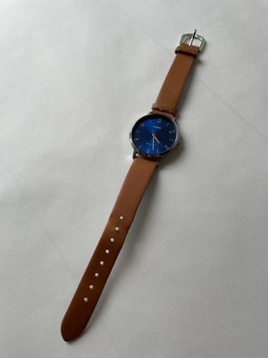 CASIO LTP-VT01L-2B2 Navy Blue Analog Watch with Brown Leather Band