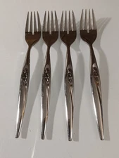 Set Of Four Sears Stainless Tradition Gentle Rose Salad Forks