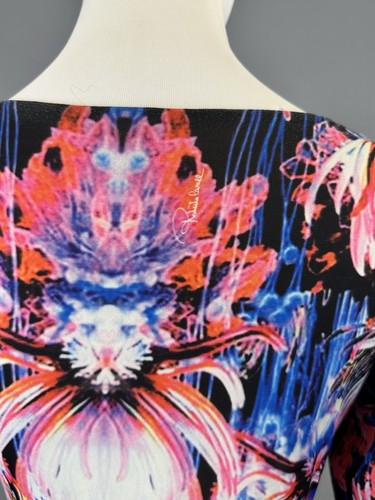 ROBERTO CAVALLI Women's Floral Print Stretch Bodycon Half Sleeve Dress Size M - Picture 9 of 12