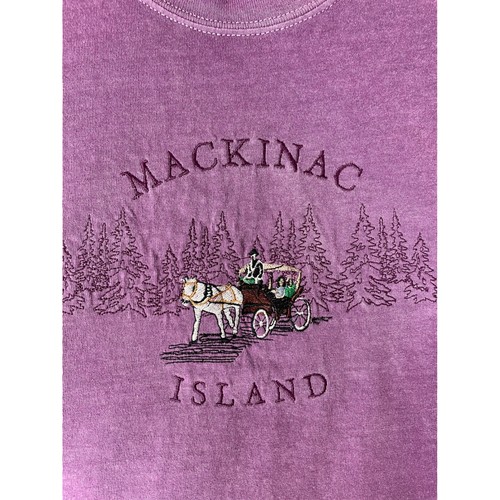 Camiseta Mackinac Island Horse Carriage Gráfica Bordada Púrpura Talla Mediana - Imagen 7 de 8