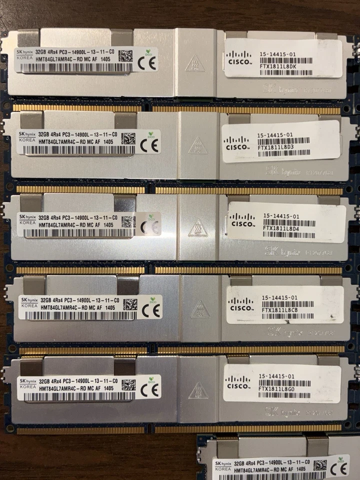 SK Hynix 32GB PC3L-14900L ECC Server RAM DDR3-1866MHZ HMT84GL7AMR4C-RD Lot of 11 - Image 2 of 4