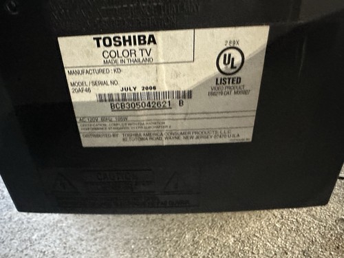 Toshiba 20AF46 20" CRT TV Component S-Video No Remote Retro Gaming Flat - Picture 4 of 6