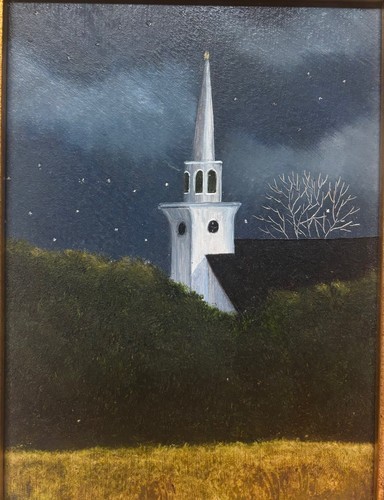 PINTURA ORIGINAL MARIELUISE HUTCHINSON Nueva Inglaterra aguja nocturna - Cape Cod - Imagen 4 de 8