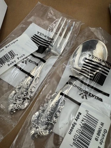 Grande Baroque by Wallace Sterling Silver 2 Piece Baby Set in Box Fork & Spoon