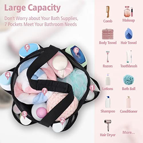 Mesh Shower Caddy Portablearge Capacity Shower Bag Basket Tote L 1 Pack Black - Picture 2 of 6