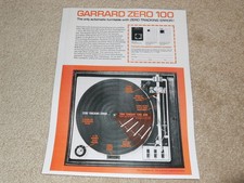 Garrard ZERO 100 Turntable Ad, 1 pg, 1972, Article, Color, NICE!