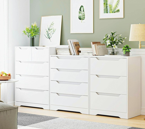 Modern 3 Drawer Dresser, Wood Chest of Drawers with Storage, Tall Nightstand wit - Picture 5 of 12