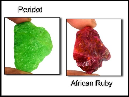 Best Deal 250 Ct. African Red Ruby & Peridot Natural Gemstone Rough Pair GH112 - Picture 3 of 5