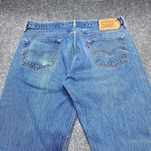 Jeans Levis Hombre 36x33 Azul 501 Pierna Recta Botón Mosca Etiqueta Lavado Medio 38x36 - Imagen 11 de 14