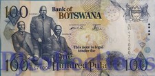 BOTSWANA 100 PULA 2004 PICK 29a aUNC GOOD SERIAL NUMBER  171000 
