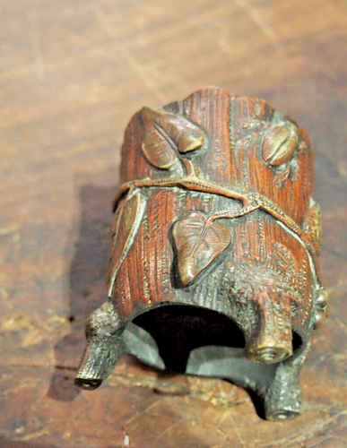 ART DECO , POT A ALLUMETTES   en bronze à deux patines  belle piece - Picture 1 of 6