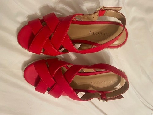 NEU Talbots 7M Saylor rote Espadrille Nappaleder Keilabsatz Fersenriemen-Sandale 139 $ - Bild 4 von 6