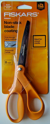8" NON-STICK SCISSORS Fiskars 199970 Brand NEW! Orange Ergonomic Handle - Picture 3 of 4