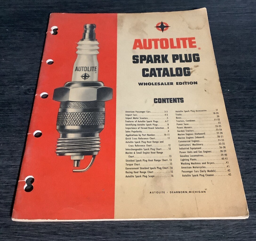 Vintage 1960s Autolite Wholesale Spark Plug Specifications Catalog - 43 pages