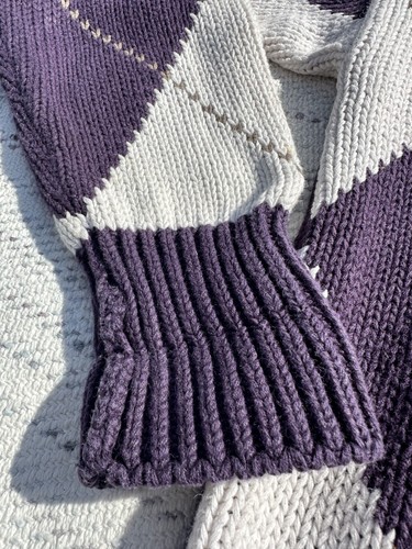 Structure Sweater Men's Medium Purple/White Diamond Pullover Long Sleeve Ramie - Picture 3 of 11