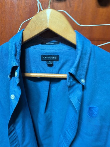 Lands' End UPS Shirt Hyde Park Mens Button Down Long Sleeve Blue XL 17-17 1/2 - Picture 2 of 5