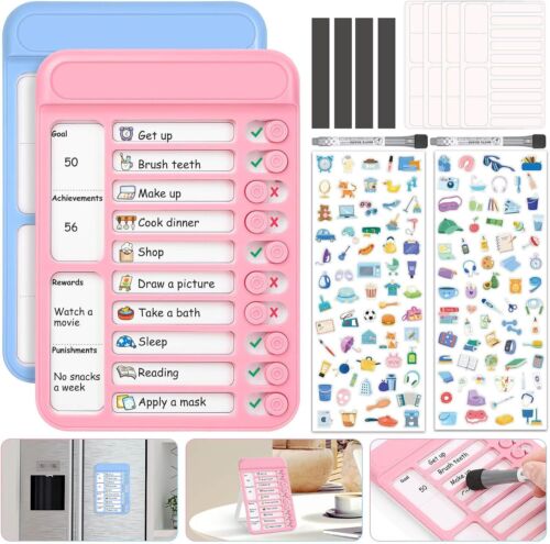 2Pcs Dry Erase Chore Chart for Kids, Magnetic Checklist Board, My Chores Slider