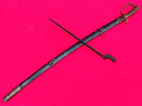 Military Russian Sword Cossack Cavalry Saber Signed Blade Brass Handle W/Bayonet - Imagen 9 de 17