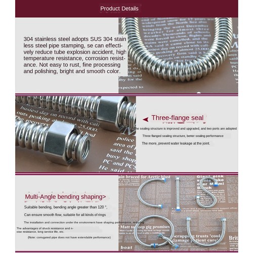 Brauseschlauch 0,1 m - 2 m Edelstahl 304 Dusche Bad Rohr 16 bar - Bild 8 von 9