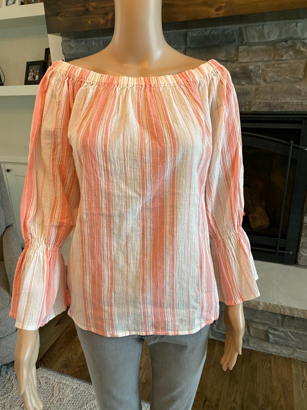 Sanctuary Women's Size Medium White Pink  3/4 Sleeve Blouse - 017