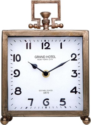Metal Table Clock  Silent Non-Ticking Classic Battery Operated Decorative M...