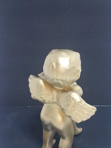 Gold Cherub Angel with Cornucopia Vase 9in - Picture 12 of 15