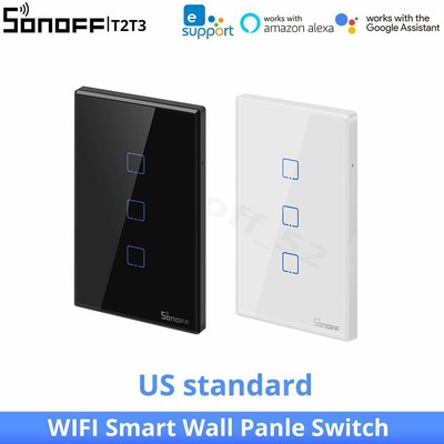 SONOFF T2 T3US WIFI Smart Wall Switch Galss Panle Touch APP/433RF Remote Control