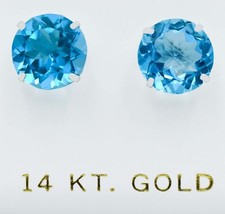 GENUINE 11.62 Cts BLUE TOPAZ STUD EARRINGS 14K WHITE GOLD - Free Appraisal - NWT