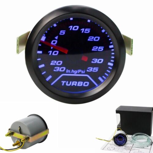 Universal 2''52mm Blue LED 0-35PSI Turbo Boost Gauge Meter Pointer Smoked Face