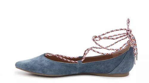 Steve Madden scarpe donna emilie flat blu scamosciato cinturino alla caviglia misura 7,5 - Foto 5 di 8