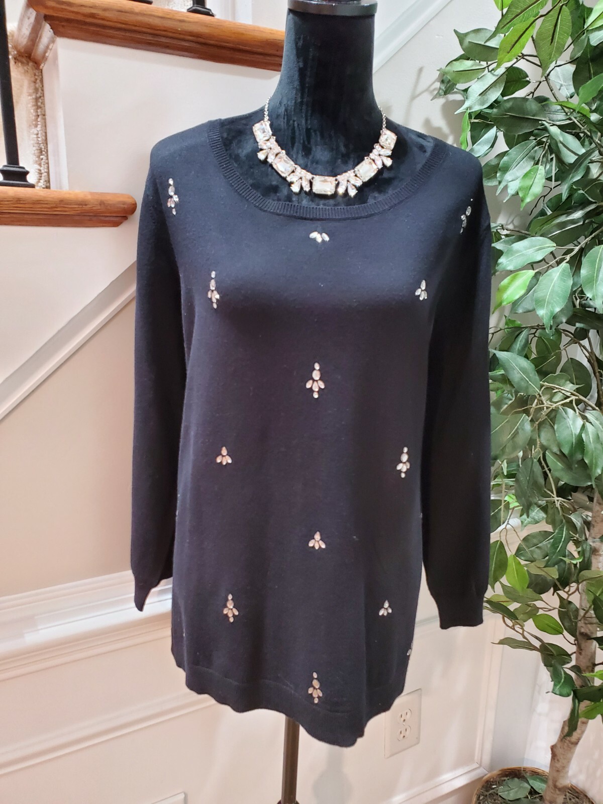 Ruby Rd. Women's Solid Black Rayon Round Neck Lon… - image 1