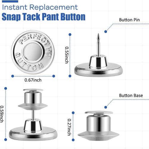 Jeans Buttons Replacement, Instant No Sew Buttons for Pants with Tool,17Mm - Picture 5 of 8