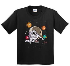Boys Curling Shirt - Curling Astronaut Outer Space Spaceman Kids T-Shirt