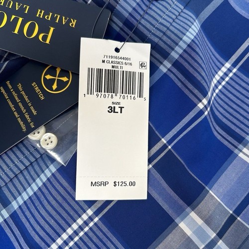 Polo Ralph Lauren Nuevo con Etiquetas Calce Clásico Elastizado Azul Cuadros Mezcla de Algodón Talla 3XLT - Imagen 3 de 8