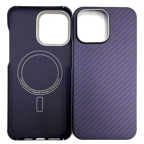 Coque magnétique en fibre de carbone aramide pour iPhone 15 Pro/Max compatible avec MagSafe - Photo 17 sur 40