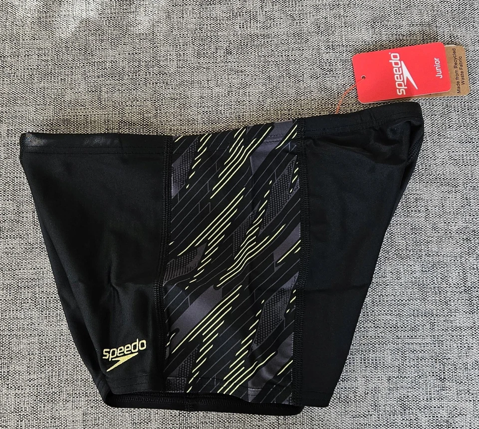 SPEEDO Boys swimwear Hyperboom Panel Aquashort Black AUS Size 12 & 14 & 16 NEW