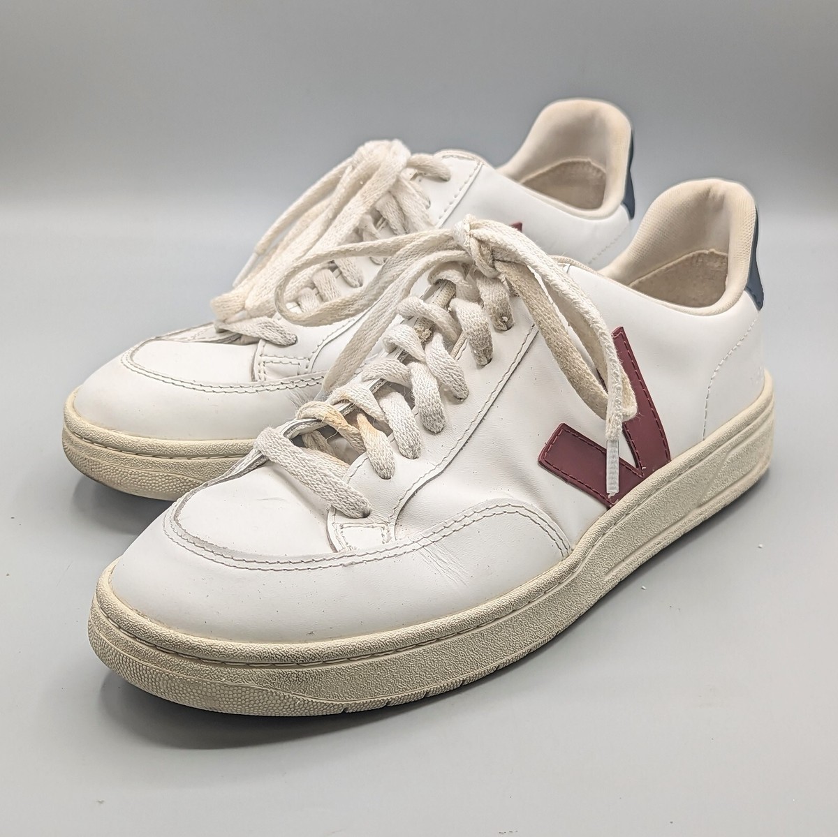 VEJA V-12 Leather Sneakers Extra White Marsala Nautico Women  display picture 3