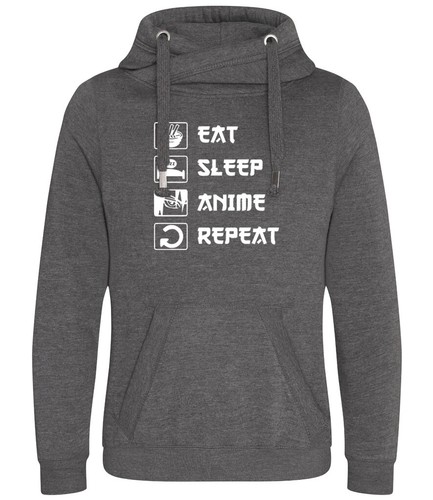 Eat Sleep Anime Repetir Cuello Cruzado Sudadera con Capucha Cuello Regalo Geek Adultos y Niños - Imagen 11 de 15